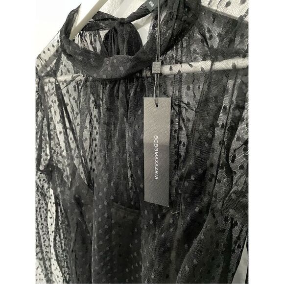 BCBGMAXAZRIA Women’s XXS Balloon Sleeve Mock Neck Bodysuit - Picture 4 of 7